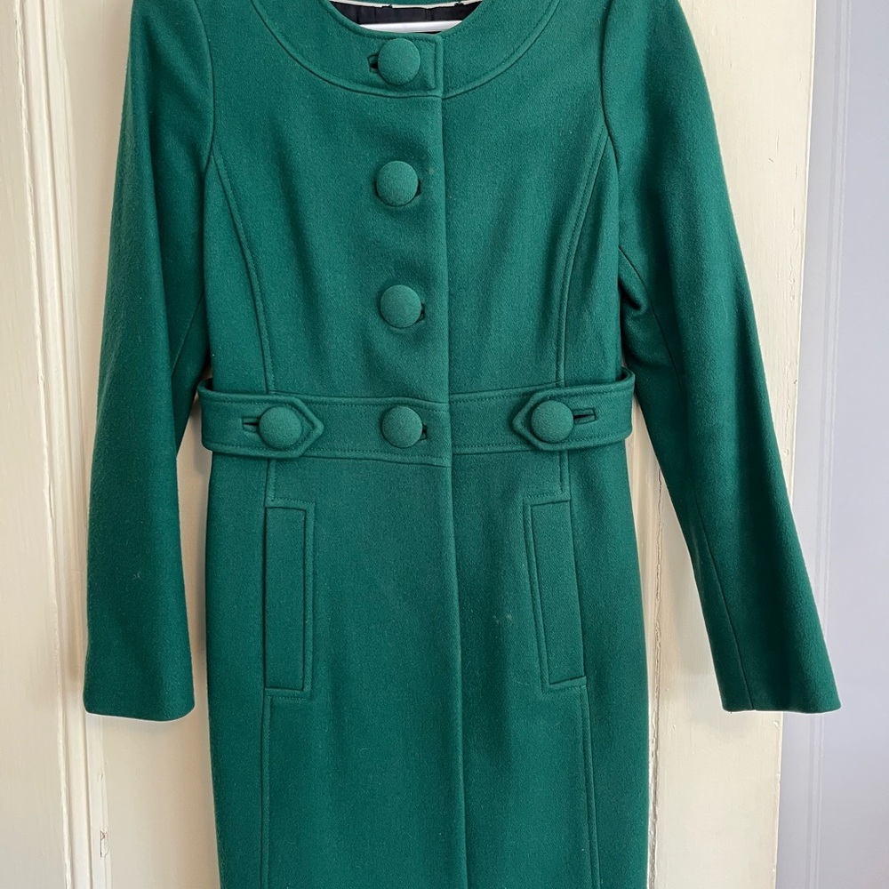 Banana Republic - Emerald Green Wool Collarless Coat (day or night) - Size XS